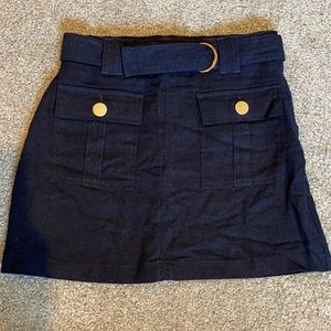 High waisted navy blue skirt with matching belt